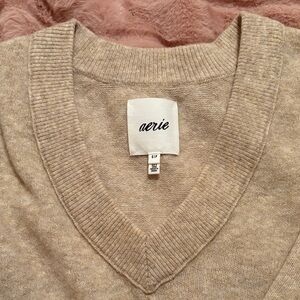 Aerie Women's Tan V-Neck Sweater
